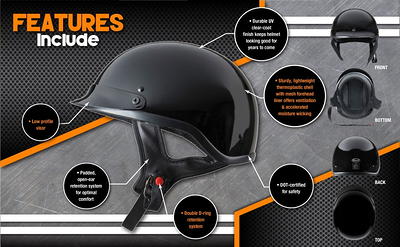 FUEL Adult Full-Face Motorcycle Helmet DOT Approved Gloss-Black