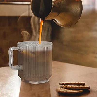 ANOTION Glass Cups with Lids and Straws 22oz - Coffee Drinking Black