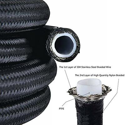Universal 6AN 3/8 20FT Fuel Line Hose Kit, AN6 CPE Nylon Stainless Steel  Braided Fuel Line Oil/Gas/Fuel Hose Fitting Kit with 10PCS Swivel Hose Ends
