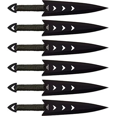  Perfect Point Throwing Knives – Set of 6 – Black Stainless  Steel Blades, Green Cord Wrapped Handles, Nylon Sheath, Full Tang  Construction, Well Balanced, Throwing Sport Knives – RC-040-6 