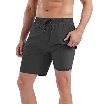 Cozople Mens Swim Trunks with Compression Liner 9 inch Bathing Suit Quick  Dry Sw