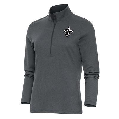 Men's Antigua Heather Black New Orleans Saints Fortune Quarter-Zip