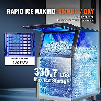 VEVOR Commercial Ice Maker, 550LBS/24H Ice Making Machine with 330.7LBS Large Storage Bin, 1000W Auto Self-Cleaning Ice Maker M