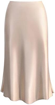  Raincol Womens Skirts Midi Long Length Silk Satin High