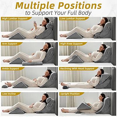 Bed Wedge Pillow 2 Separate Memory Foam Incline Cushions, System for Legs, Knees and Back Support Pillow | Acid Reflux, Anti Snoring, Heartburn, Read