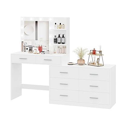  Rovaurx Makeup Vanity Table with Lighted Mirror