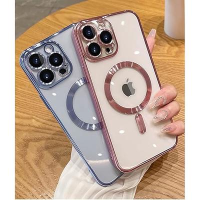 Stylish Magnetic Case for Apple iPhone 15 Plus Women Girls, Luxury Plating  Cute Love Heart Soft Back Cover Full Camera Lens Protection MagSafe Phone