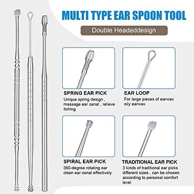 Stainless steel double-head spiral ear pick earwax removal tool