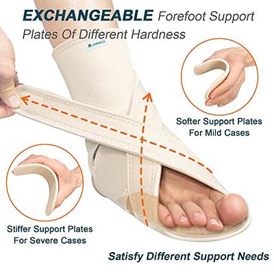 JOMECA Upgraded Drop Foot Brace for Walking with Shoes - Dual Forefoot  Support Plates Adjustable Soft AFO, Foot Drop, TBI, ALS, MS, Bone Fracture,  Fits Women & Men (Beige Left, L/XL) 