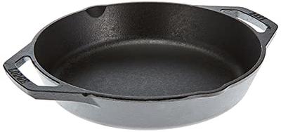 Lodge Seasoned Cast Iron Skillet - 12 Inch Ergonomic Frying Pan with Assist  Handle, black