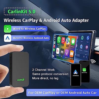 2023 CarlinKit 5.0 Wireless Android Auto & Wireless CarPlay Adapter USB for  OEM Wired CarPlay & Wired Android Auto Cars (Model Year: 2015 to 2023)