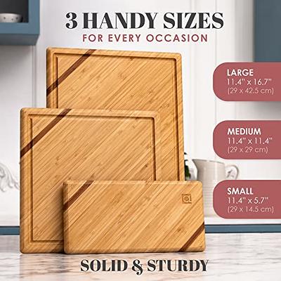 Acacia Wood Cutting Board Set with Juice Groove (3 Pieces), Organic Wooden  Cutting Boards for kitchen, Butcher Block Cutting Board for Meat