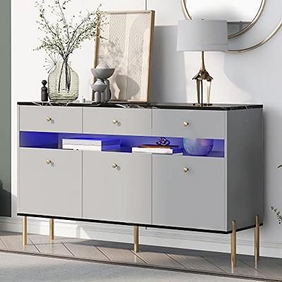  Merax, Grey Tall Storage Cabinet with Drawers and