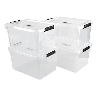 Homz 31 qt Heavy Duty Clear Plastic Latching Stackable Storage Containers, 4 Pk