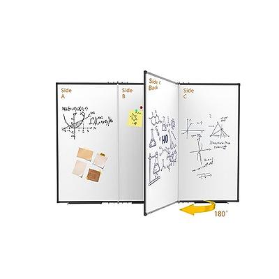 HIKINGO Large White Board for Wall, 60 x 36 inch Foldable Whiteboard,  Magnetic Dry Erase Board Wall Mounted Silver Aluminum Frame with 2 Marker  Trays