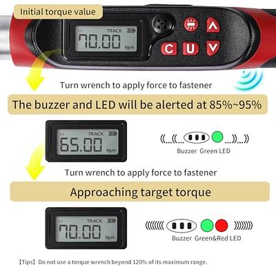 Leolee 1/2-Inch Drive Digital Torque Wrench with Angle, 7.38-147.5  Ft-Lb/10-200 Nm Electronic Torque Wrench with Preset Value, Data Storage,  Buzzer, LED Flash Notification for Motorcycle, Car 