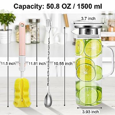 Glass Pitcher with Lid Water Carafe Jug with Spout Handle for Hot/Cold  Water Tea Beverage