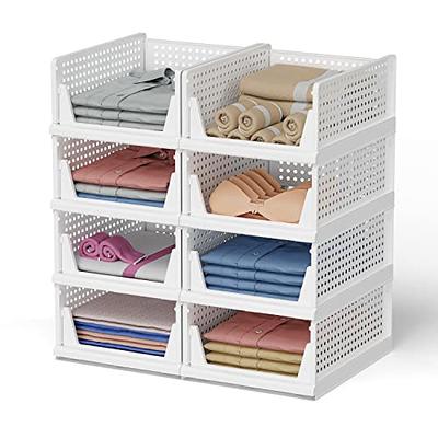 jocabo Folding Wardrobe Storage Box 4-Pack Plastic Drawer Organizer  Stackable Shelf Baskets Cloth Closet Containers Bin Cubes,Home Office  Bedroom