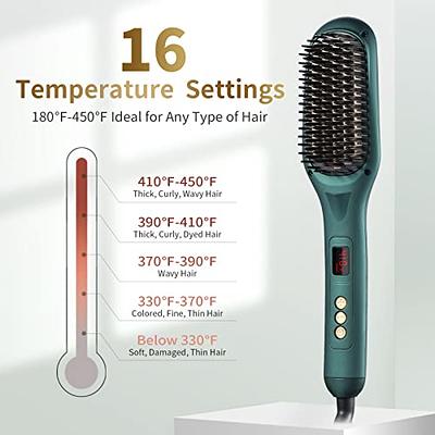 Hair Straightener Brush - Fast Heating Ionic Hair Straightener Comb with 16  Temp Settings, Anti-Scald & Auto-Off Function for Home Salon Help You