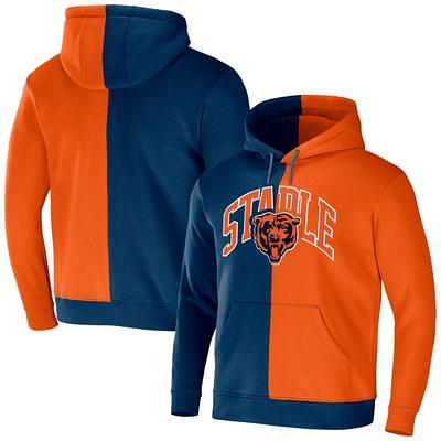 Men's Antigua White Chicago Bears Metallic Logo Victory Pullover Hoodie