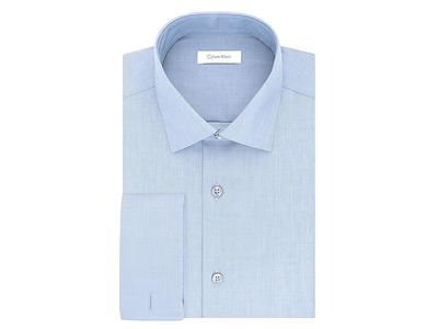 Calvin Klein Men's Dress Shirt Slim Fit Non Iron Herringbone Spread Collar