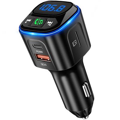 Bluetooth 5.0 FM Transmitter for Car usb charger Adapter cigarette lighter  Wireless Radio Receiver Audio with phone Type-C PD and 2 USB Ports Support