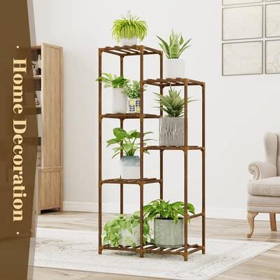 Bamworld Tall Plant Stand Indoor Outdoor Corner Plant Shelf Wood Flower  Stands for Living Room Balcony and Garden (9 pots)