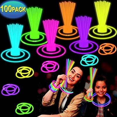 100 Glow Sticks Bulk Party Supplies - Glow In The Dark Fun Party Pack With  8 Glowsticks And Connectors Compatible With Bracelets And Necklace