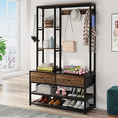 Dropship ON-TREND Modern Style Multiple Functions Hallway Coat Rack With  Metal Black Hooks; Entryway Bench 60 Wide Hall Tree With Ample Storage  Space And 24 Shoe Cubbies ; White to Sell Online