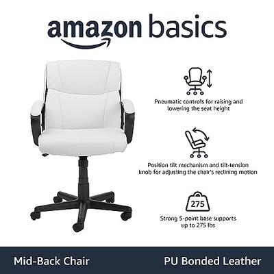 Basics Mesh Mid-Back Adjustable-Height 360-Degree Swivel Office Desk  Chair with Armrests and Lumbar Support, Black