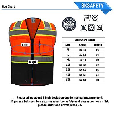 SKSAFETY High Visibility Reflective Jackets for Men, Waterproof Safety Jacket for Men with Pockets, Black Work Construction Coat