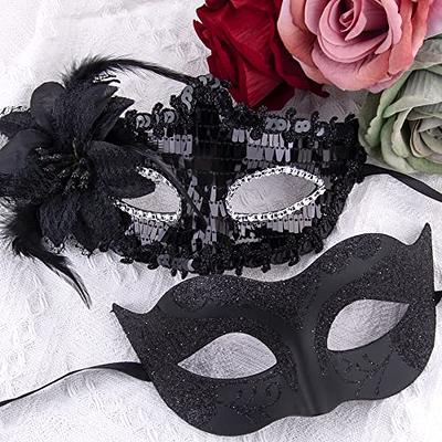  SIQUK Couple Masquerade Masks Sequins Venetian Party