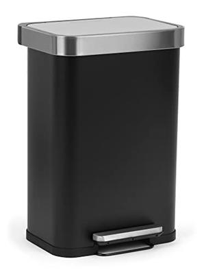 Eko Stainless Steel 50L Madison Step Trash Can Matte Black