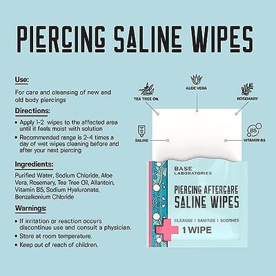 Base Labs Piercing Aftercare Wipes, Cleanses & Sanitizes, Piercing  Cleaner Wipes for Nose, Ear, Belly, Lips, Saline Solution for Piercings, Keloid Bump Removal & Piercing Bump Treatment