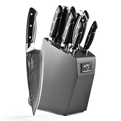 Damascus Kitchen Knife Set, 15-Piece Kitchen Knife Set with Block, ABS  Ergonomic Handle for Chef Knife Set and Serrated Steak Knives Knife  Sharpener