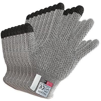 Janmercy Level 5 Cut Resistant Gloves, 6 Count, Grey, Unisex