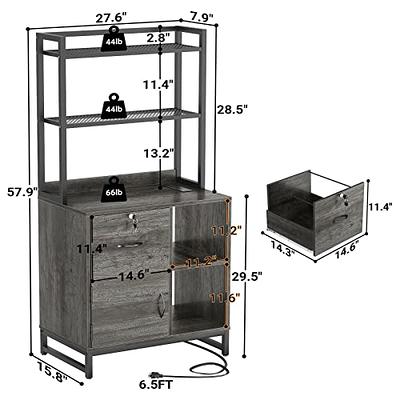 Homieasy Vertical Filing Cabinet with Lock & Charging Station