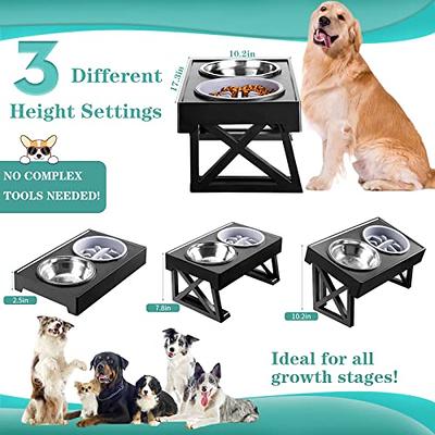 Elevated Dog Bowls Adjustable 3 Heights Raised Pet Feeder for Medium Large  Dogs