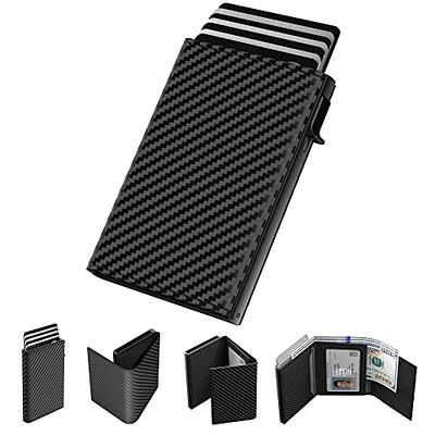 typecase Mens Wallet Card Holder: Pop Up Aluminum Case, Carbon Fiber  Leather, Smart, RFID Blocking, Slim, Minimalist, Front Pocket - 9-14  Capacity, ID Window