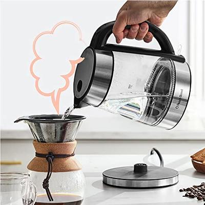 Speed-Boil Electric Kettle For Coffee & Tea - 1.7L Water Boiler 1500W,  Borosilicate Glass, Easy Clean Wide Opening, Auto Shut-Off, Cool Touch  Handle