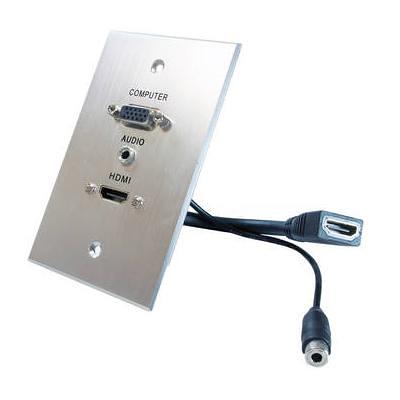 Dual HDMI Pass-Through Single Gang Aluminum Wall Plate with Pigtail