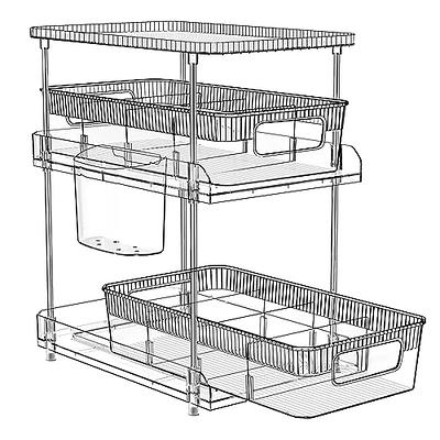 3 Tier Clear Bathroom Organizers 2 Pack, Pull Out Organizer and