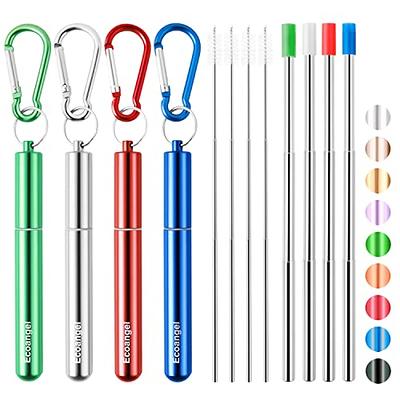 4 Pack Portable Reusable Metal Straw Collapsible Stainless Steel