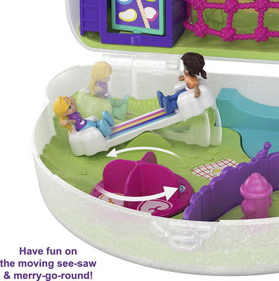 Polly Pocket Elephant Adventure Compact Playset with 2 Micro Dolls &  Accessories, Travel Toys