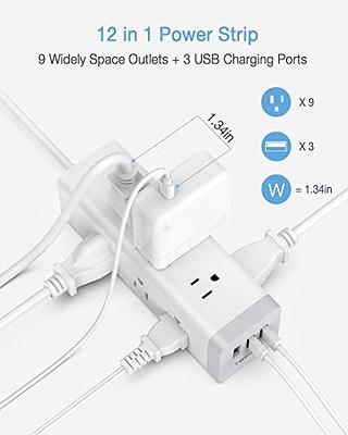 Power Strip Tower Surge Protector, SUPERDANNY Desktop Charging Station, 10  Ft Extension Cord, 9 Outlets, 4 USB Ports, 1080 Joules, 3-Prong, Grounded