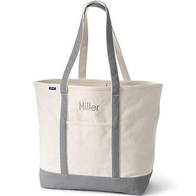  Lands' End Natural Long Handle Zip Top Canvas Tote