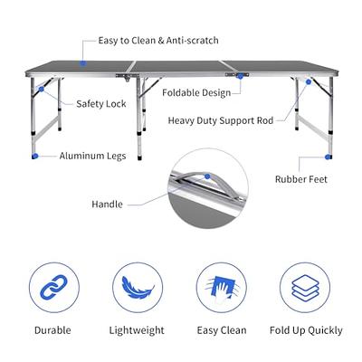 HYMnature Folding Camping Table with Storage Compartment Aluminum  Lightweight Camp Kitchen Table Height Adjustable Indoor/Outdoor Table  Perfect for