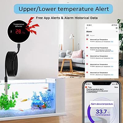 WiFi Temperature Sensor Smart Thermometer: Digital Temperature Monitor  Gauge with Waterproof External Probe, App Alert & Buzzer Alarm,  Rechargeable