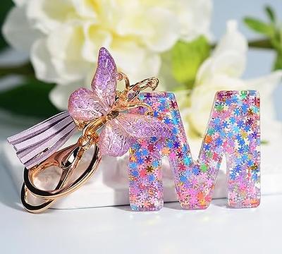 Tassel Letter Keychain Resin Key Holder Women Butterfly Key Chain