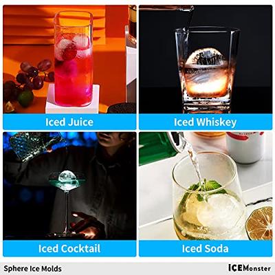 4 Cavity Cube Ice Ball Tray Maker Sphere Round Mold Whiskey Cocktails  Lemonade